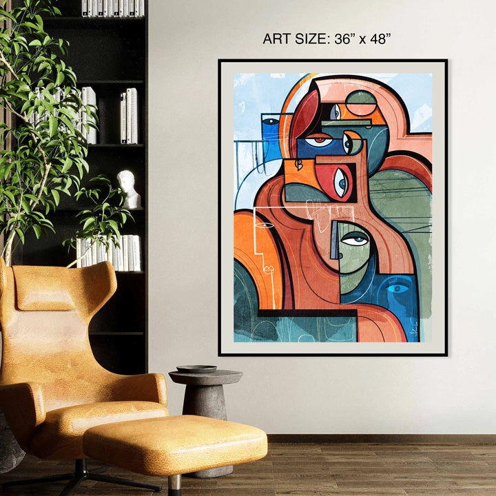 SoulCurryArt print titled "Impressions" on 16x20 paper, featuring abstract artwork with vibrant colors and textured details.