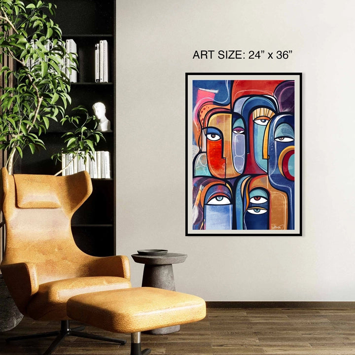 SoulCurryArt print titled "Juxtapose" featuring abstract artwork on 16x20-inch paper print.
