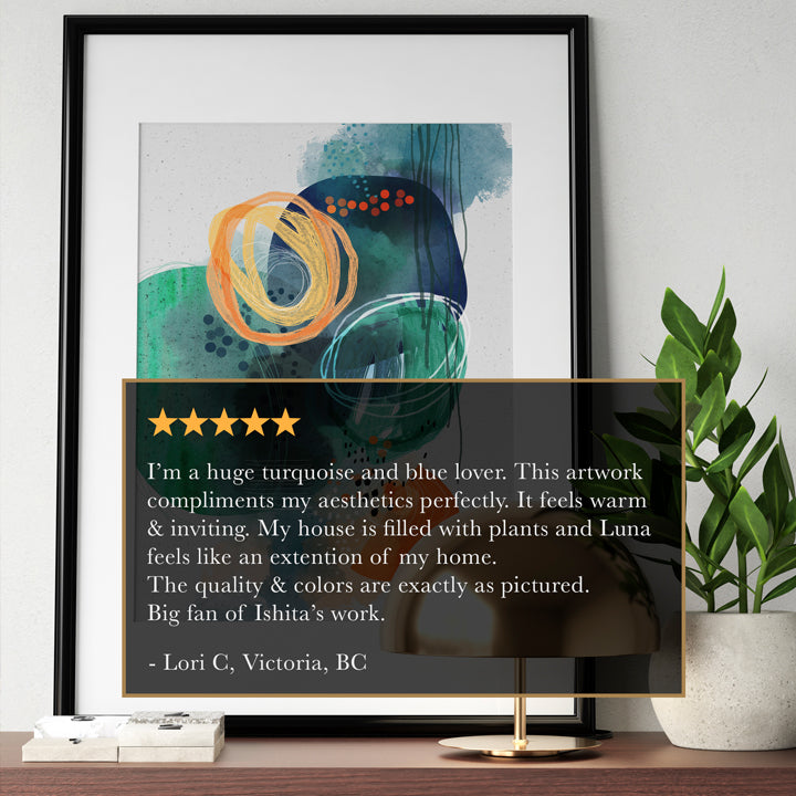 SoulCurryArt Luna print on paper, 16x20 inches, featuring a celestial-themed artistic design with soft, dreamy hues.
