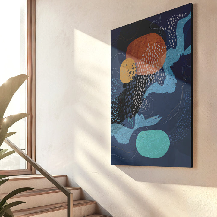 Midnight Waterfall print by SoulCurryArt featuring a serene waterfall scene in dark, moody tones.