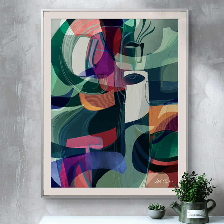 SoulCurryArt Mystic print on paper, 16x20 inches, featuring vibrant, abstract design with mystical and colorful elements.