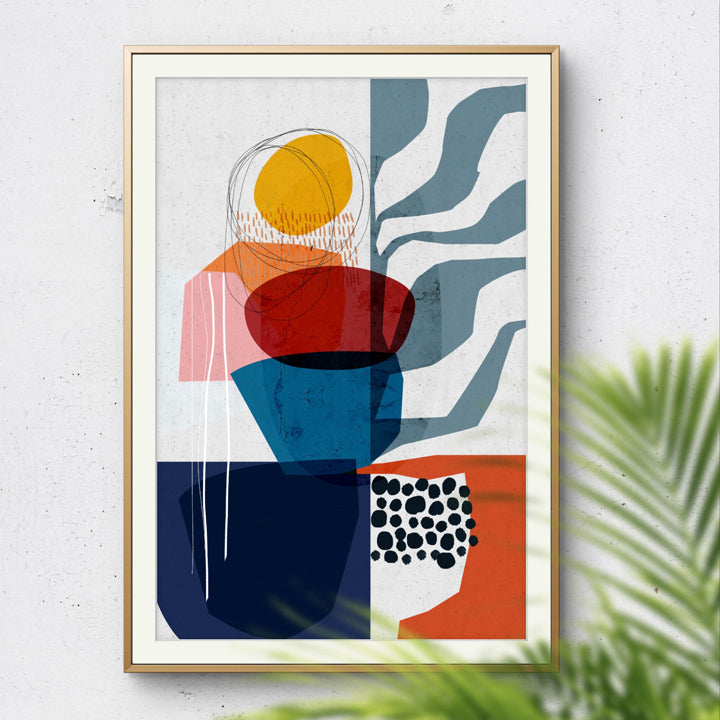 Colorful botanical print titled "Planted" by SoulCurryArt, featuring lush green leaves and vibrant floral details.