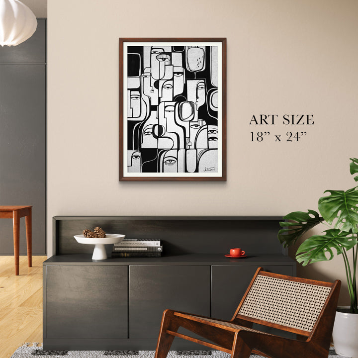 SoulCurryArt print titled "Synchronicity" featuring abstract designs on 16x20-inch paper.