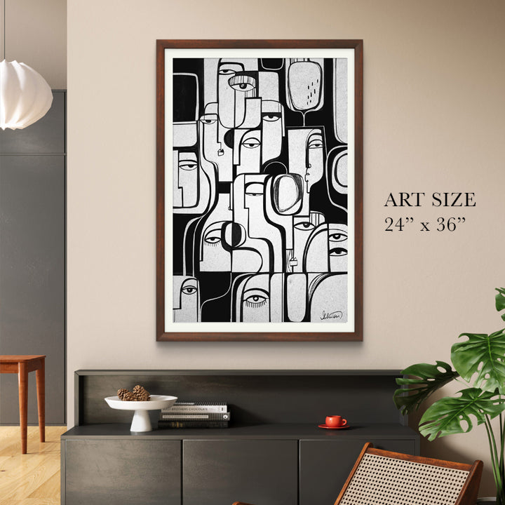 SoulCurryArt print titled Synchronicity showing vibrant abstract design on 16x20 paper, perfect for wall decor.