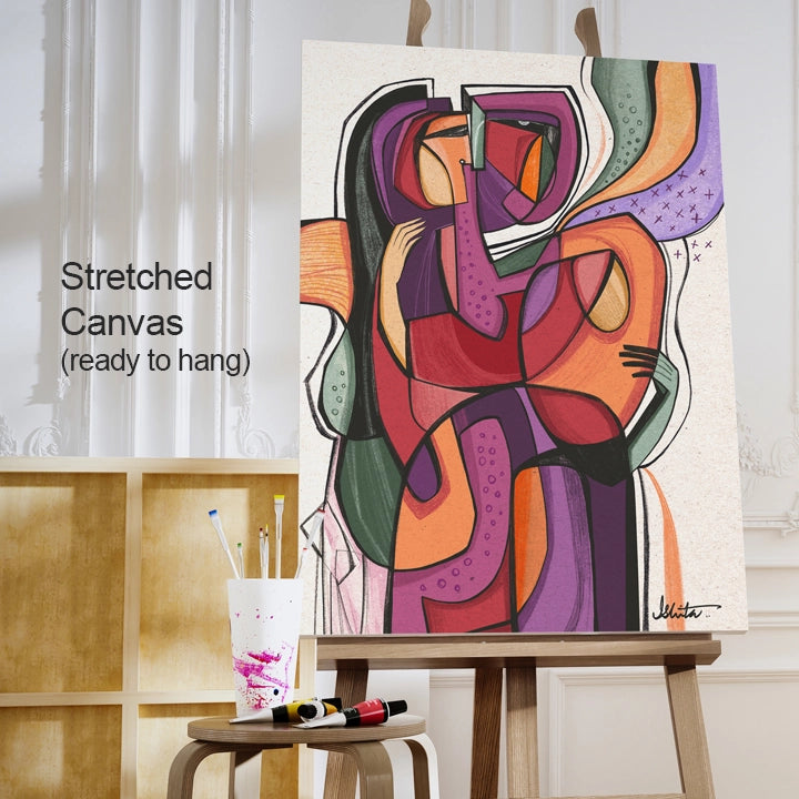 Abstract synoptic print on stretched canvas by SoulCurryArt, featuring vibrant colors and modern artistic design.