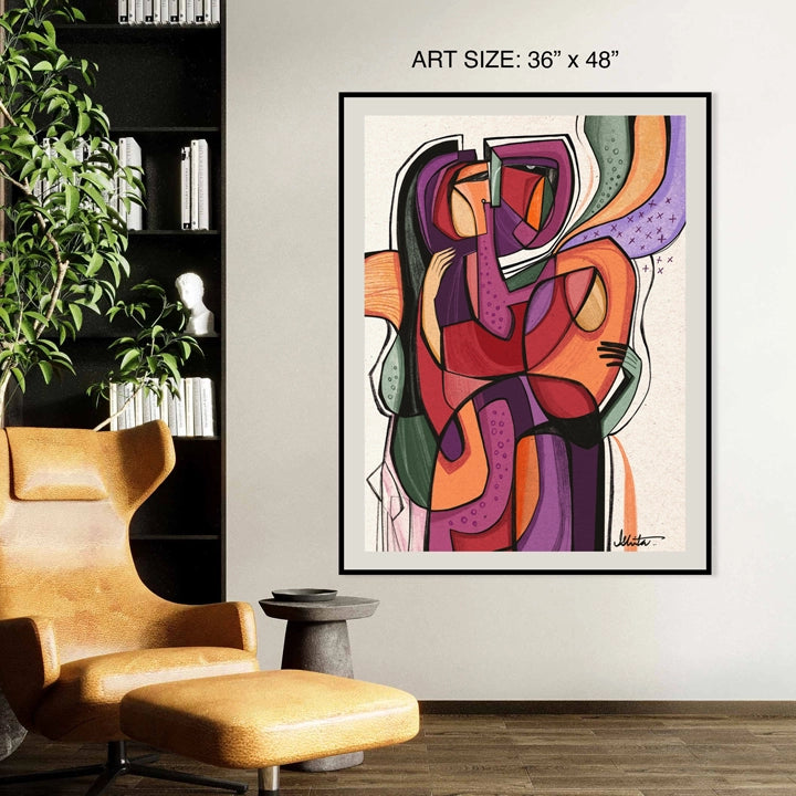 Colorful Synoptic print by SoulCurryArt featuring vibrant abstract shapes on a 36x48 inch canvas.