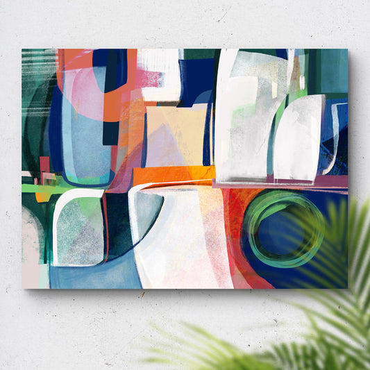 Colorful abstract print titled Terre by SoulCurryArt, featuring earthy tones and textured brushstrokes on high-quality paper.
