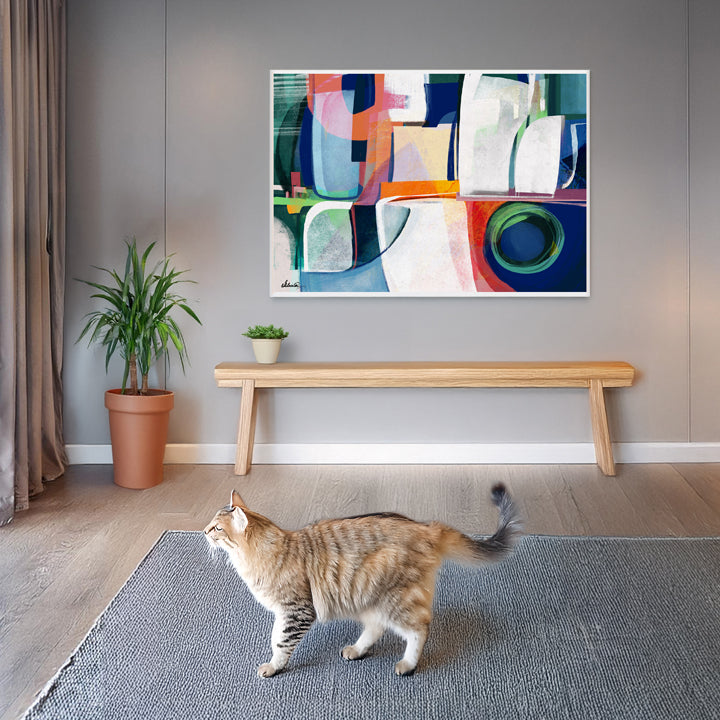 Colorful abstract print titled Terre by SoulCurryArt, featuring vibrant earthy tones and intricate patterns.