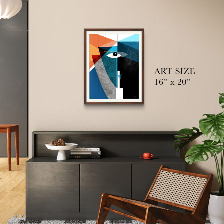 SoulCurryArt print of "The Kiss" featuring a romantic artwork on 16x20 paper, showcasing expressive brushstrokes and vibrant colors.