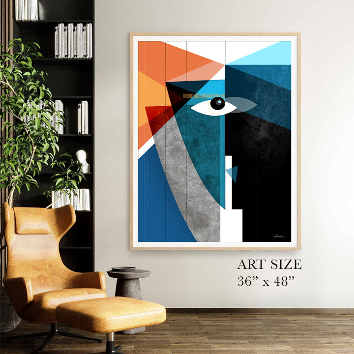Print of "The Kiss" art by SoulCurryArt, 16x20-inch paper print featuring a romantic scene in vibrant colors.