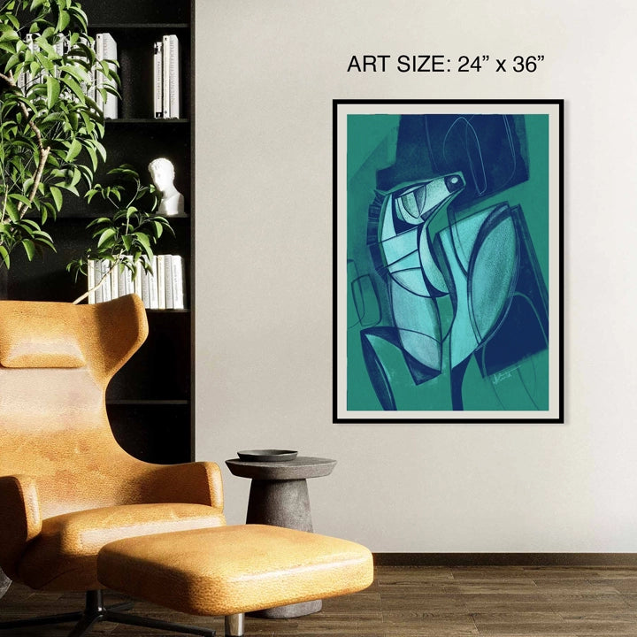 SoulCurryArt print titled "Unbridled" featuring a vibrant, abstract design on 16x20-inch paper.