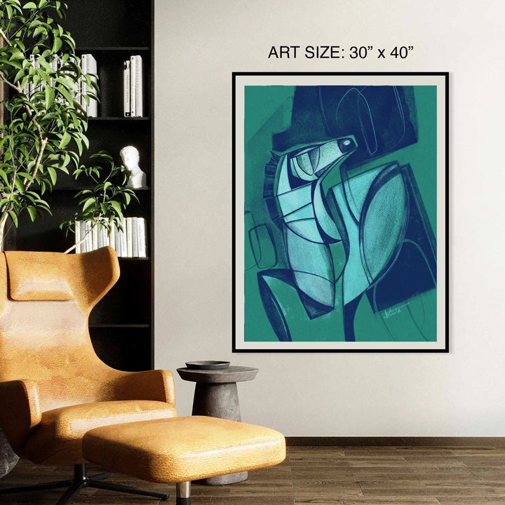 SoulCurryArt print titled Unbridled, 16x20-inch paper artwork featuring dynamic, colorful abstract design on textured paper