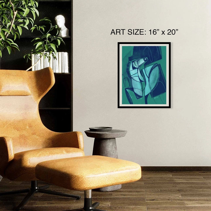 SoulCurryArt print titled "Unbridled," 16x20-inch paper art featuring dynamic, expressive imagery of a horse in motion.