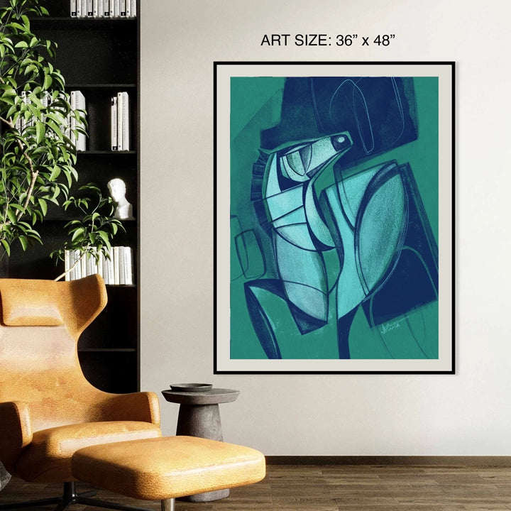 SoulCurryArt print titled "Unbridled" featuring a vibrant, detailed paper artwork showcasing dynamic imagery and bold colors.