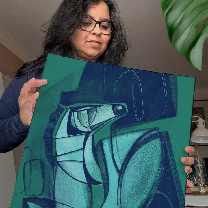 SoulCurryArt print titled Unbridled, 16x20-inch paper artwork featuring dynamic, expressive abstract design on high-quality paper.