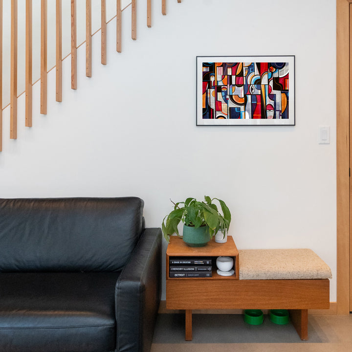SoulCurryArt print titled "Voices," 16x20-inch paper artwork featuring abstract, colorful voice-inspired designs.