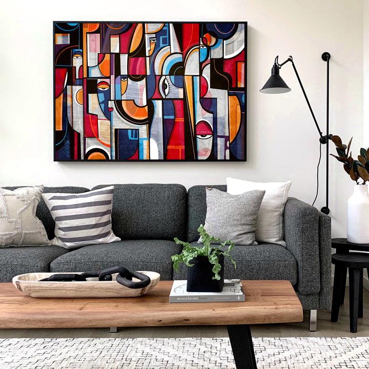 SoulCurryArt print titled "Voices," 16x20-inch paper artwork featuring abstract and colorful vocal-inspired design.