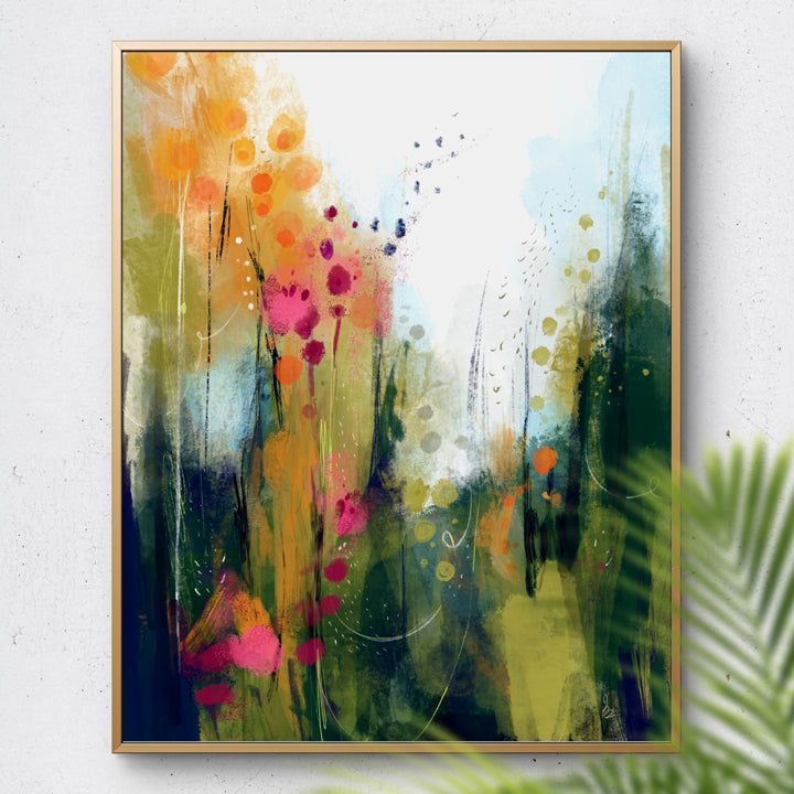 Colorful Wildwood print by SoulCurryArt showcasing vibrant nature-inspired artwork on high-quality paper.
