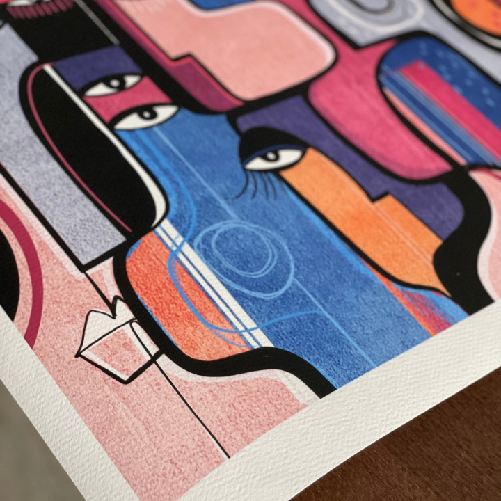 SoulCurryArt interconnectedness print showcasing vibrant, intricate designs symbolizing unity and connection in a colorful art piece.