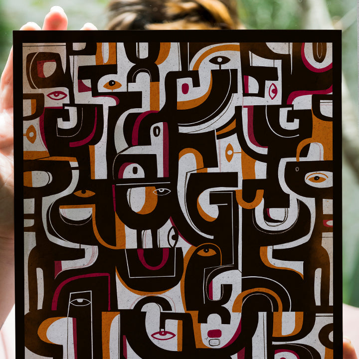 Rise and Fall print by SoulCurryArt featuring abstract art with earthy tones and textured design on high-quality paper.