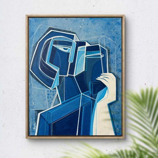 Original art titled "Weight Of Warmth" by SoulCurryArt, featuring warm-toned abstract brushstrokes on textured canvas.