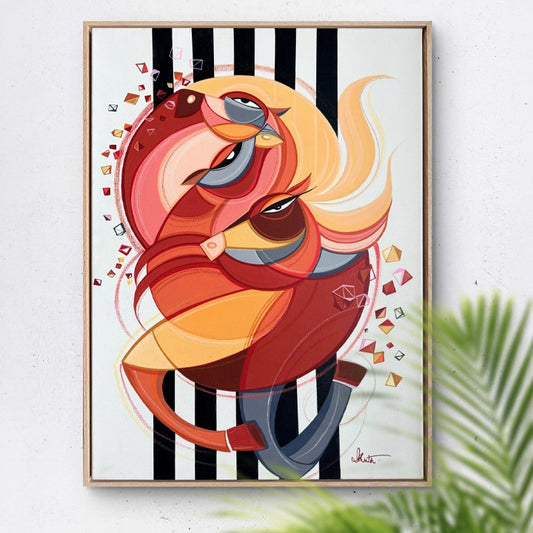 Original art piece titled Wild Winds by soulcurryart, featuring vibrant, abstract swirling wind patterns in a colorful style.
