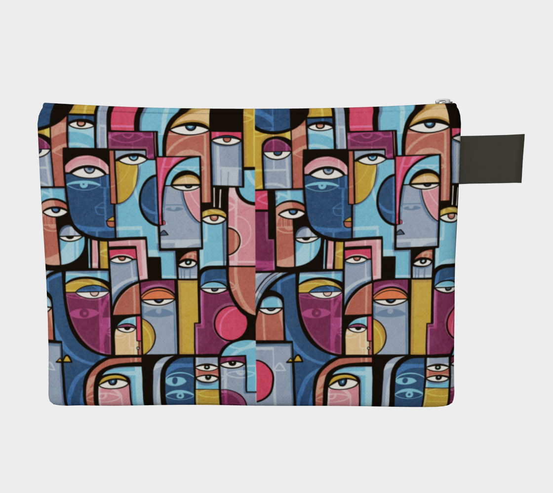 Colorful zipper carry-all bag by SoulCurryArt, custom-made Primordial design with vibrant colors and a practical carry-all style.