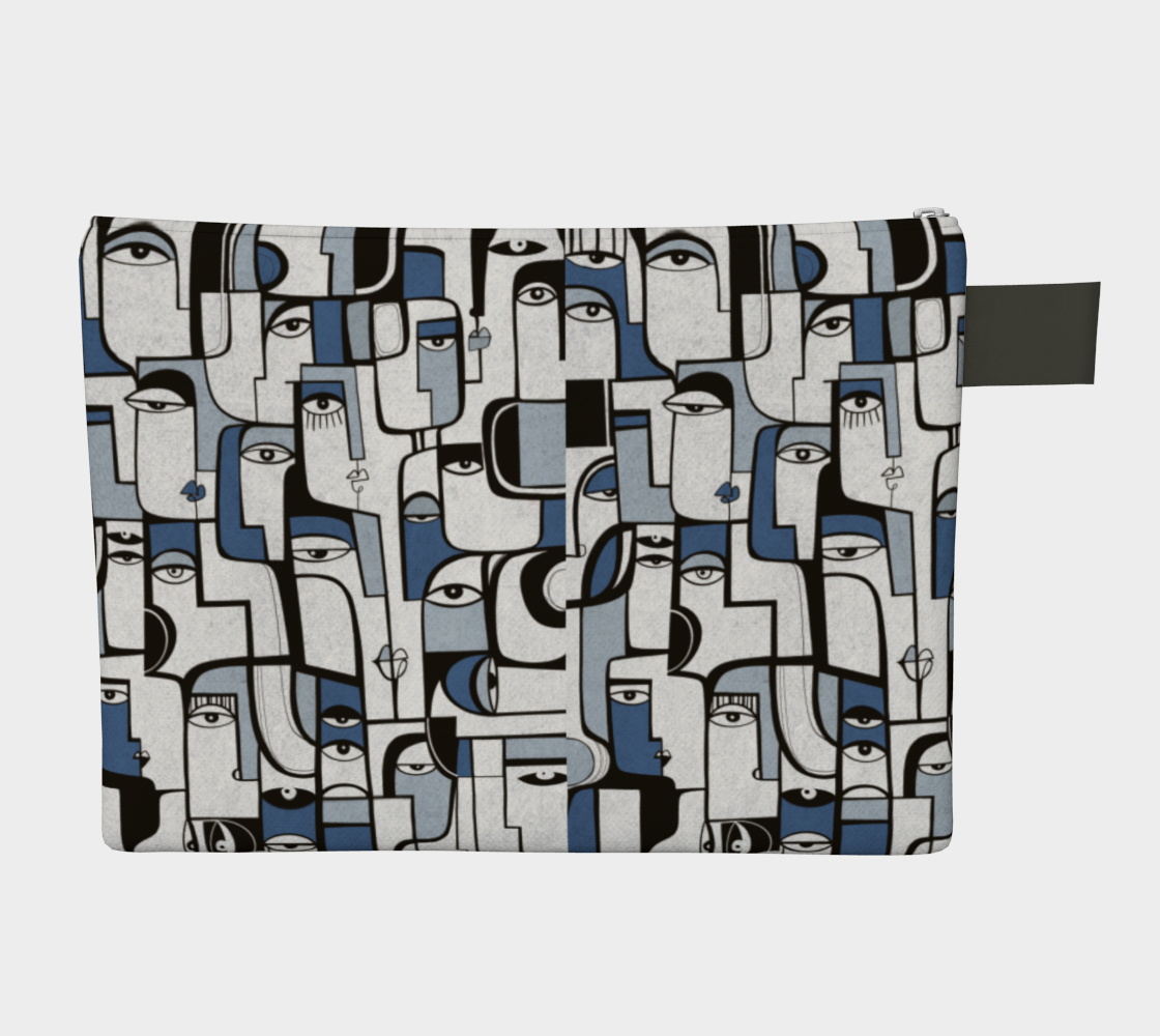 Custom-made Sublime zipper carry-all bag by SoulCurryArt with neutral-colored fabric and zipper closure.
