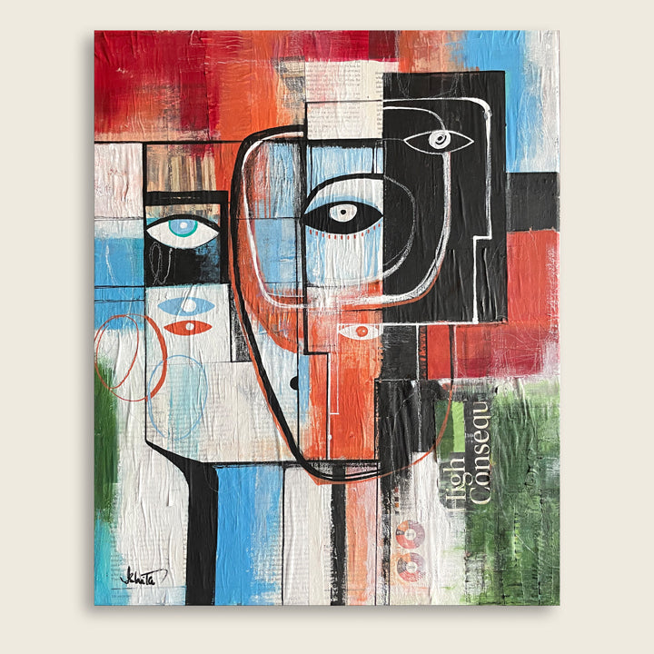 Original art titled "Rebuild" by SoulCurryArt, featuring vibrant abstract brushstrokes on a 16x20 canvas.