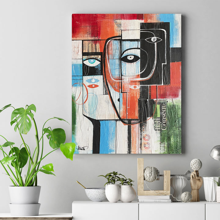 Original art titled "Rebuild" by SoulCurryArt, 16x20 inch painting featuring vibrant abstract imagery and bold brushstrokes.