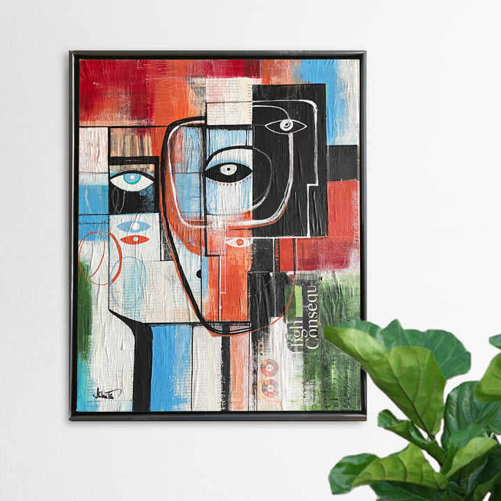 Original art titled "Rebuild" by SoulCurryArt, 16x20 inches, featuring vibrant abstract brushstrokes and textured details.