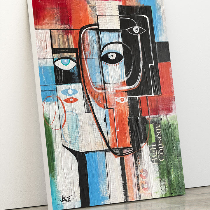 Original art titled "Rebuild" by SoulCurryArt, 16x20 inches, featuring abstract and vibrant brushstrokes in a dynamic composition.
