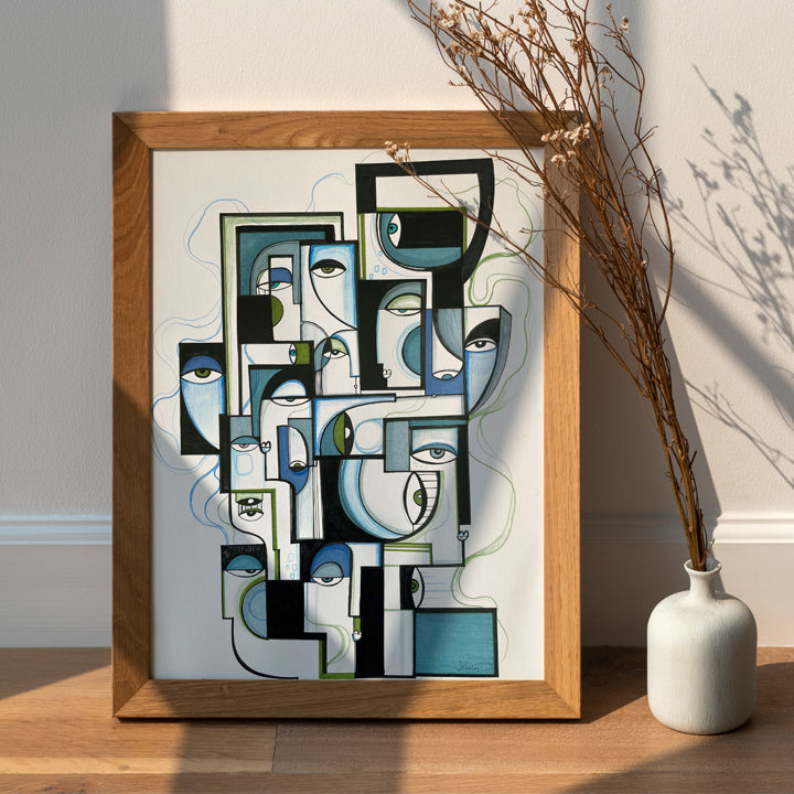 Original art piece titled "Growth" by SoulCurryArt, featuring vibrant colors and abstract design on a canvas.