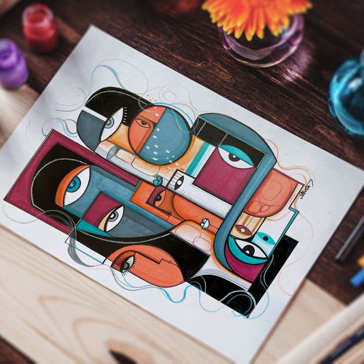 Original art titled "Potent" by SoulCurryArt, featuring bold abstract brushstrokes and vibrant colors.