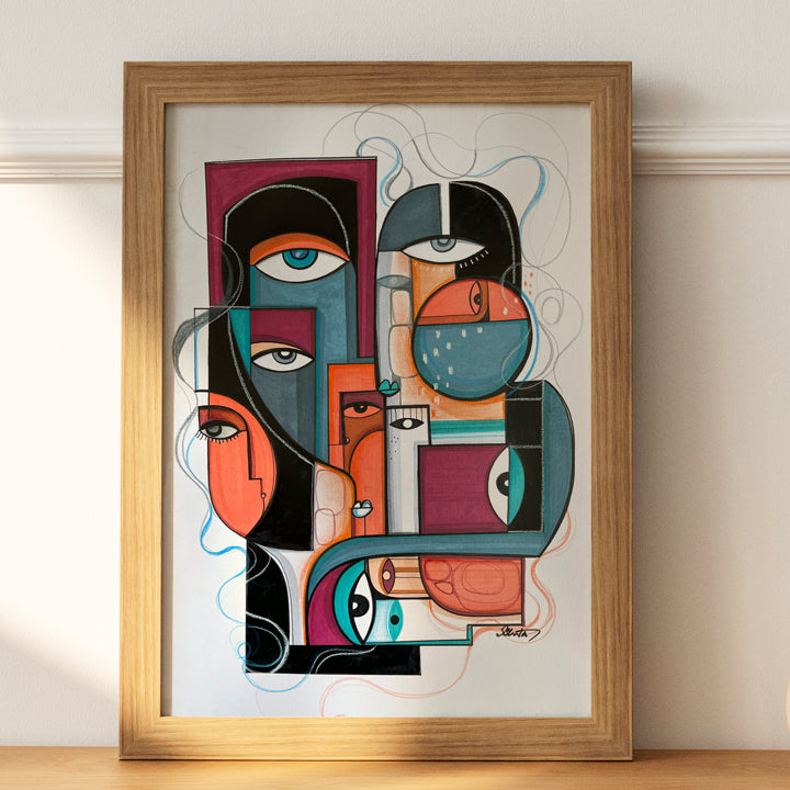 Original art piece titled Potent by SoulCurryArt, featuring vibrant colors and abstract design on canvas.