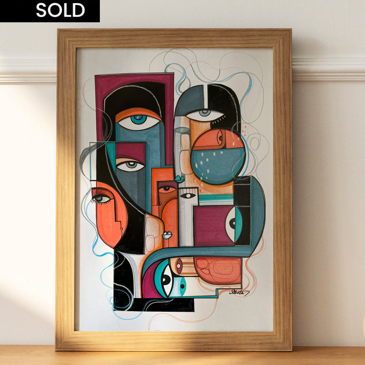 Original art titled Potent by SoulCurryArt, featuring vibrant abstract brushstrokes in a colorful, expressive style.