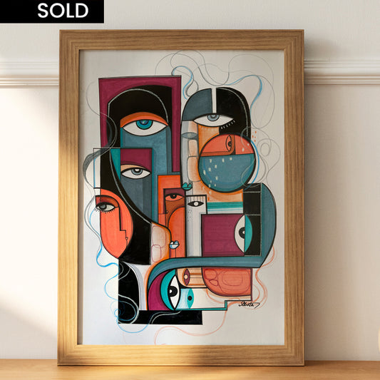 Original art titled Potent by SoulCurryArt, featuring vibrant abstract brushstrokes in a colorful, expressive style.