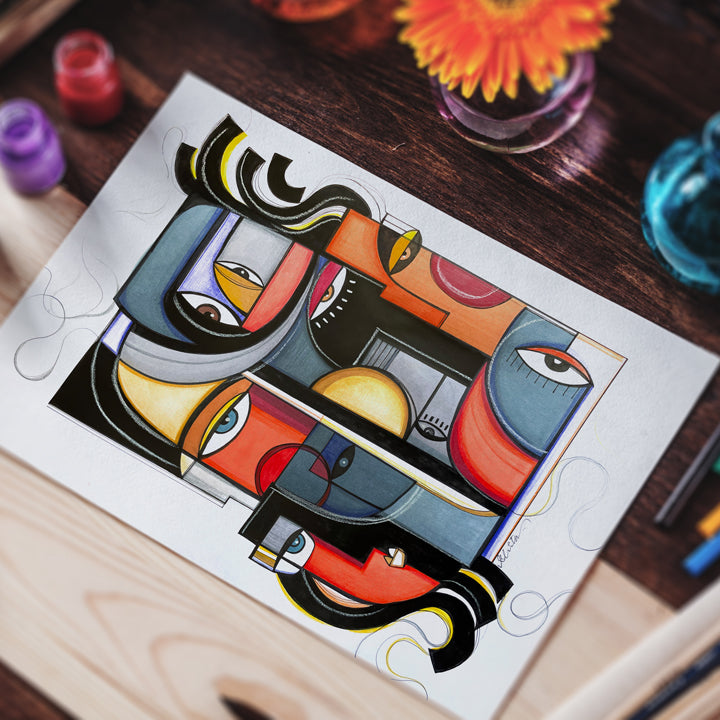 Original art titled "Power" by SoulCurryArt, featuring bold brushstrokes and vibrant colors on canvas.