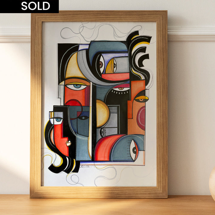 Original art titled "Power" by SoulCurryArt, featuring bold brushstrokes and vibrant colors on canvas.
