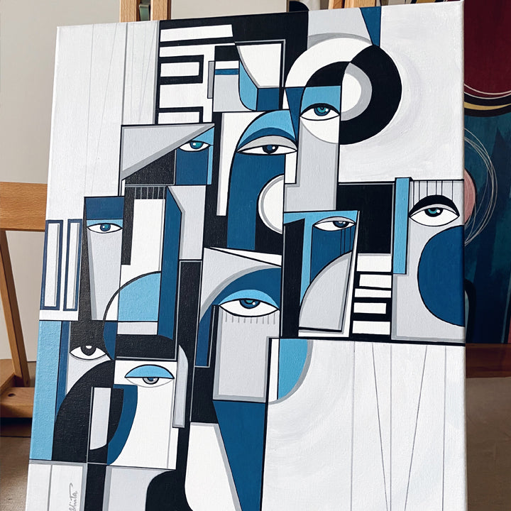 Original art titled "Structured" by soulcurryart featuring abstract, textured design with bold colors and intricate patterns.