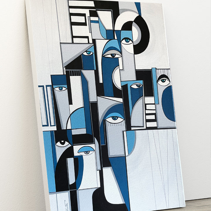 Original art titled "Structured" by soulcurryart, featuring abstract shapes and vibrant colors in a modern design.