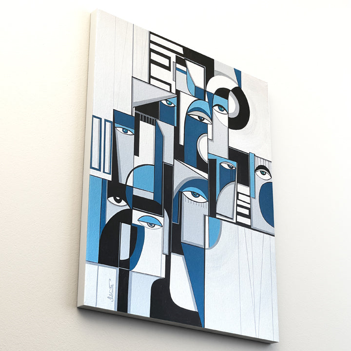 Original art piece titled "Structured" by soulcurryart, featuring abstract shapes and vibrant colors in a modern design.