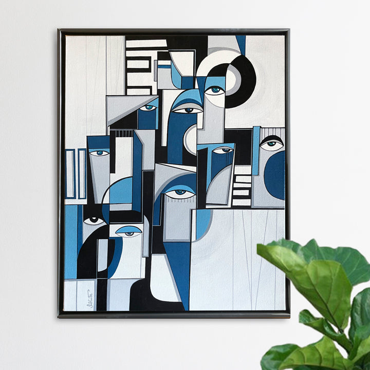 Original art piece titled "Structured" by soulcurryart, featuring abstract geometric shapes with vibrant colors and textured details.