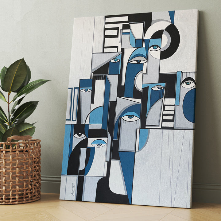 Original art titled "Structured" by soulcurryart, featuring abstract geometric shapes with bold colors and intricate details.